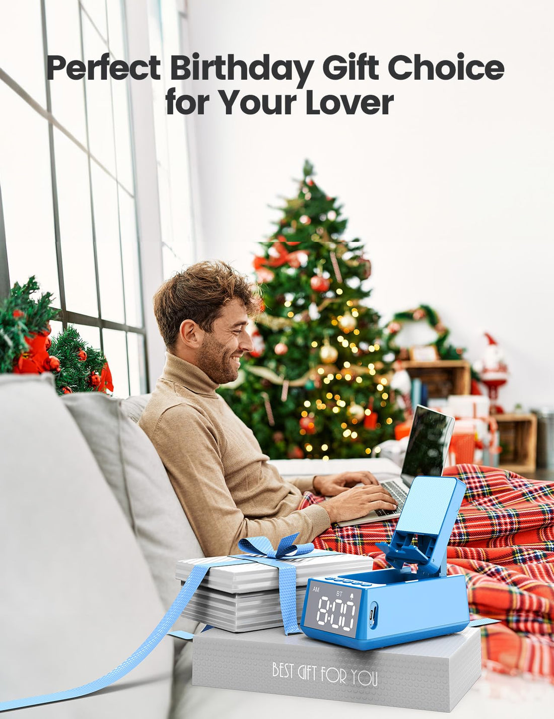 CHIFENCHY Birthday Gifts for Men Women-Bluetooth Speaker with HD Sound, Stocking Stuffers White Elephant Gifts for Adults, Kitchen Gadgets for Anniversary Idea Gift for Dad Mom Husband Wife(Black)